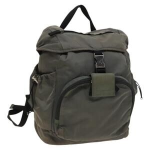 PRADA Backpack Nylon Khaki Silver